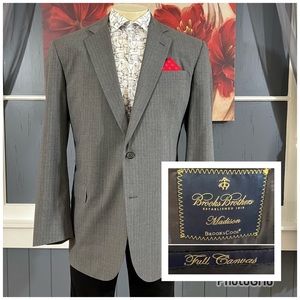 Brooks Brothers Madison 2Pc Suit 44Long Pleated Pants 36x29‎ Wool Blend Striped